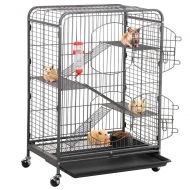 Go2buy go2buy 37’’ Metal Rat Ferret Cage - 4 Level Small Animals Hutch w/ 2 Front Doors/Feeder/Wheels Indoor Outdoor for Pet Chinchilla Squirrel Sugar Glider Black
