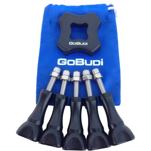  GoBUDi Long Thumbscrew Bolts, Compatible with All GoPro Hero Cameras, Includes GoPro Compatible Wrench and Small Gear Bag - 5 Pack