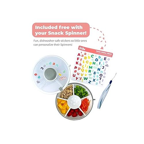  GoBe Kids Original Snack Spinner Bundle with Hand Strap and Sticker Sheet - Reusable Snack Container with 5 Compartment Dispenser and Lid | BPA and PVC Free | Dishwasher Safe | No Spill, Leakproof