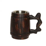 [아마존베스트]GoCraft Handmade Wooden Beer Mug with 18oz Stainless Steel Cup | Great Beer Gift Ideas Wooden Beer Tankard for Men | Vintage Bar accessories - Barrel Brown Classic Design