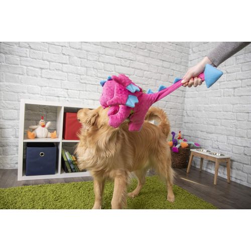  goDog Dragons with Chew Guard Technology Durable Durable Plush Squeaker Dog Toy, Pink, X Large