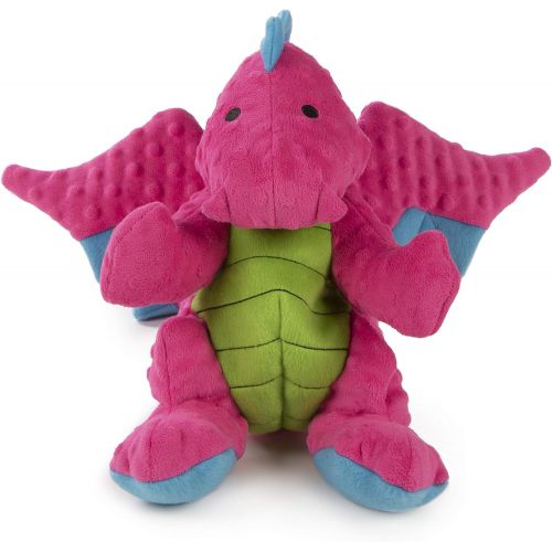  goDog Dragons with Chew Guard Technology Durable Durable Plush Squeaker Dog Toy, Pink, X Large