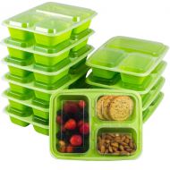 GoEcobox 10-Pack Meal Prep Containers with Lids. 35oz with 3 Compartments. More Durable & Flexible. Stackable, BPA Free, Dishwasher Safe & Reusable, Microwavable