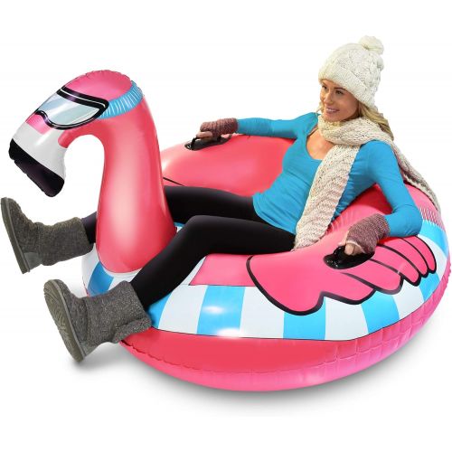  [아마존베스트]GoFloats Winter Snow Tube - Inflatable Sled for Kids and Adults (Choose from Unicorn, Ice Dragon, Polar Bear, Penguin, Flamingo)