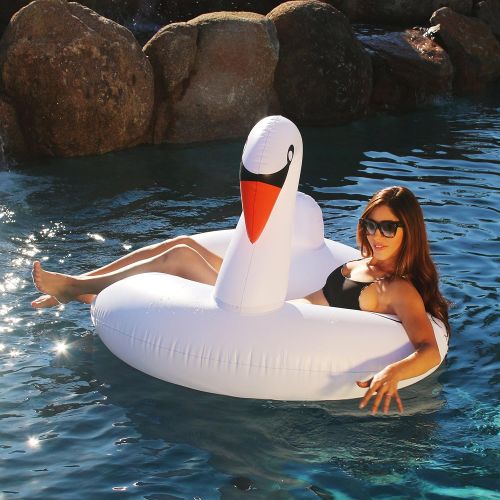  GoFloats Inflatable Swan Pool Float Party Tube, Float in Style (for Adults and Kids)