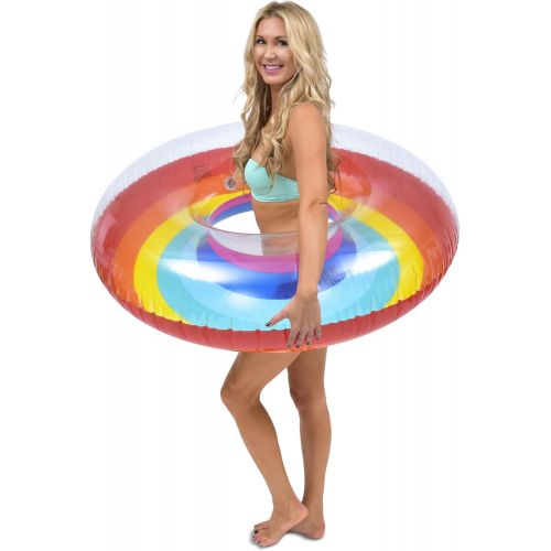  GoFloats Inflatable Rainbow Pool Float Party Tube, Float in Style (for Adults and Kids)