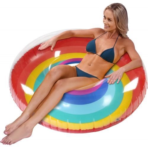  GoFloats Inflatable Rainbow Pool Float Party Tube, Float in Style (for Adults and Kids)