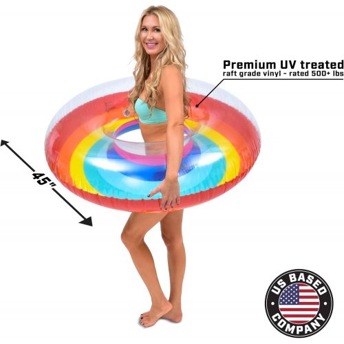  GoFloats Inflatable Rainbow Pool Float Party Tube, Float in Style (for Adults and Kids)