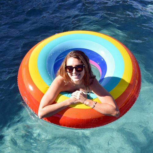  GoFloats Inflatable Rainbow Pool Float Party Tube, Float in Style (for Adults and Kids)