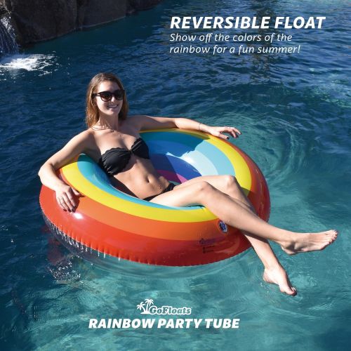  GoFloats Inflatable Rainbow Pool Float Party Tube, Float in Style (for Adults and Kids)