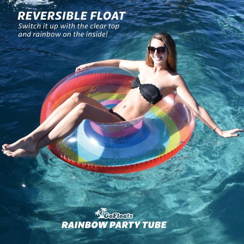  GoFloats Inflatable Rainbow Pool Float Party Tube, Float in Style (for Adults and Kids)