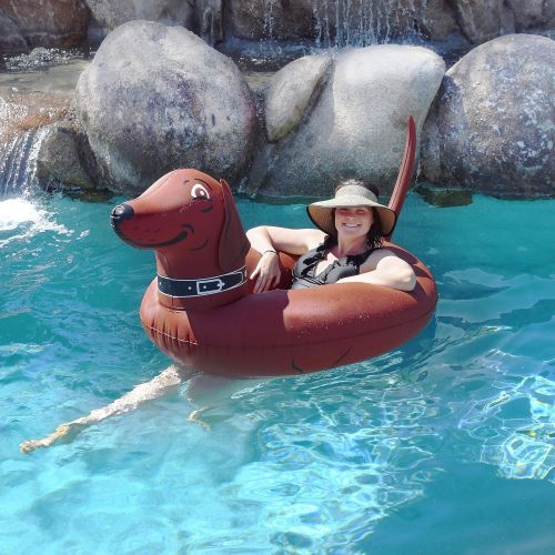  GoFloats Wiener Dog Party Tube Inflatable Raft, Float in Style (for Adults and Kids), Brown