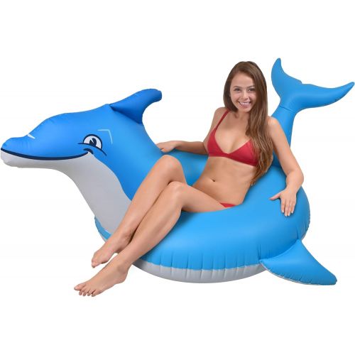  GoFloats Dolphin Pool Float Party Tube - Inflatable Rafts for Adults & Kids