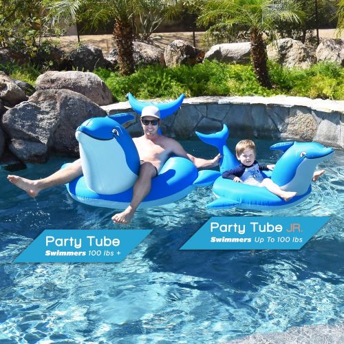  GoFloats Dolphin Pool Float Party Tube - Inflatable Rafts for Adults & Kids