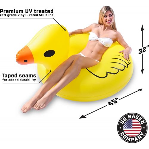  GoFloats Inflatable Rubber Duck Pool Float Party Tube, Float in Style (for Adults and Kids)