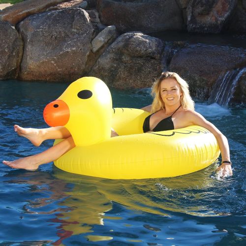  GoFloats Inflatable Rubber Duck Pool Float Party Tube, Float in Style (for Adults and Kids)