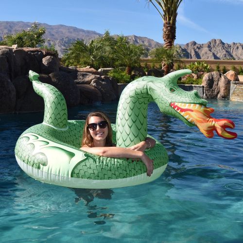  GoFloats Dragon Party Tube Inflatable Rafts | Choose From Fire Dragon and Ice Dragon | Pool Floats for Adults and Kids
