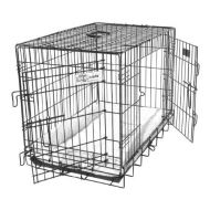 GoGo Pet Products Double Door Black Epoxy Folding Wire Crate, 24-Inch