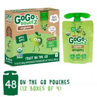 GoGo SqueeZ GoGo squeeZ Organic Applesauce on the Go, Apple Apple, 3.2 Ounce (48 Pouches), Gluten Free, Vegan Friendly, Healthy Snacks, Unsweetened Applesauce, Recloseable, BPA Free Pouches