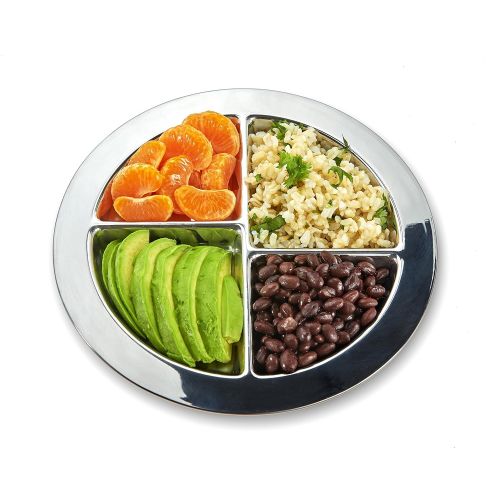  GoHappyPlate Plate Set (1 Plate, 1 Tumbler, 1 Spoon, 1 Fork) Stainless Steel Dinnerware for Kids, Perfect Compartments to serve Fruits, Grains, Protein & Vegetables.