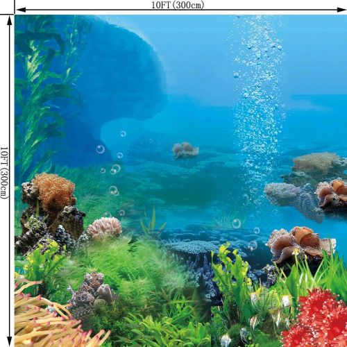  GoHeBe 10X10FT Underwater World Seamless Vinyl Photography Backdrop Photo Background Studio Prop TD20