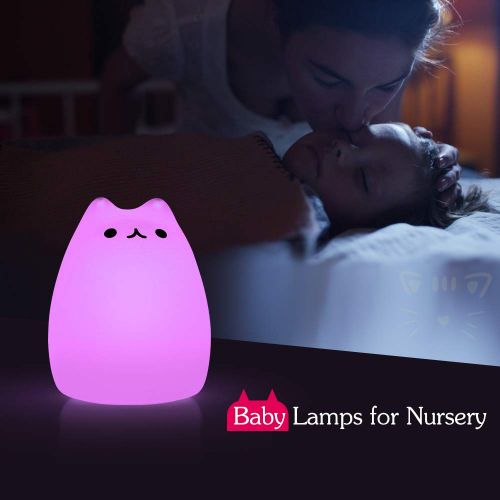  Cat Lamp, GoLine Gifts for Women Teen Girls Baby,Night Lights for Kids Bedroom, Cute Christmas Kitty Silicone Nightlights for Children Toddler.