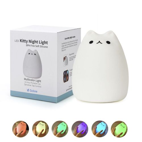  Cat Lamp, GoLine Gifts for Women Teen Girls Baby,Night Lights for Kids Bedroom, Cute Christmas Kitty Silicone Nightlights for Children Toddler.