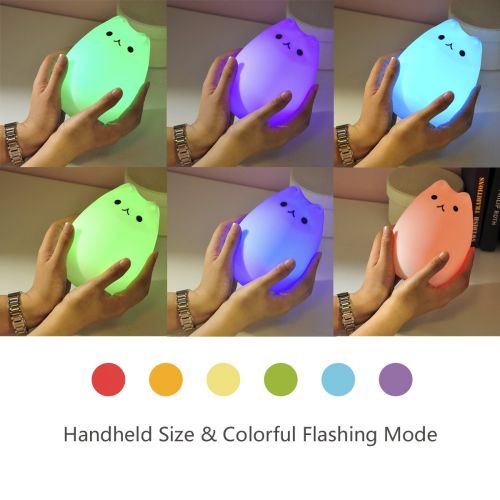  Cat Lamp, GoLine Gifts for Women Teen Girls Baby,Night Lights for Kids Bedroom, Cute Christmas Kitty Silicone Nightlights for Children Toddler.