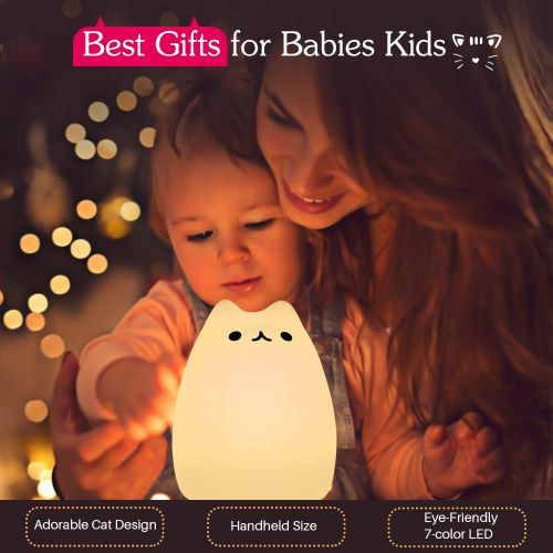  Cat Lamp,GoLine Gifts for 3 4 5 Year Old Girls,Kids Night Light for Bedroom,Toys for Toddler Children Boys,Kawaii Kitty Baby Nursery Lamp with Remote Control.