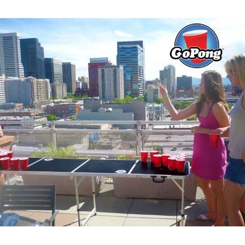  [아마존베스트]GoPong 8 Foot Portable Beer Pong / Tailgate Tables (Black, Football, American Flag, or Custom Dry Erase)