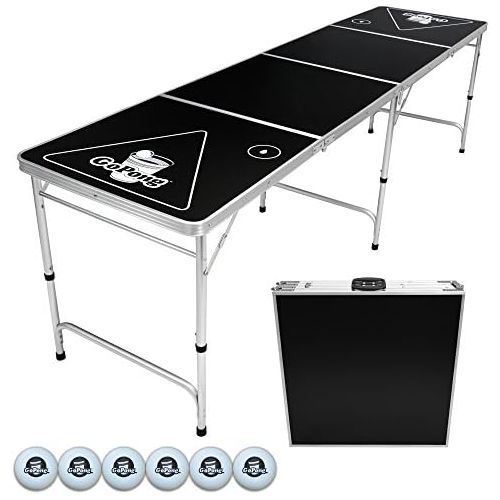  [아마존베스트]GoPong 8 Foot Portable Beer Pong / Tailgate Tables (Black, Football, American Flag, or Custom Dry Erase)