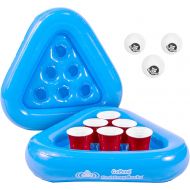 GoPong Pool Pong Rack Floating Beer Pong Set, Includes 2 Rafts and 3 Pong Balls, Blue