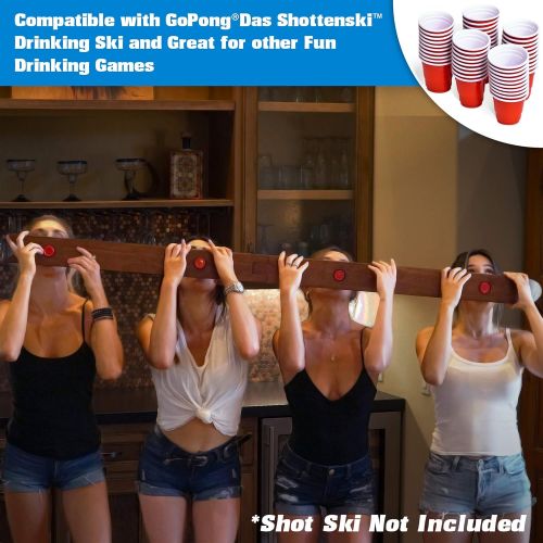  GoPong 2oz Plastic Shot Cups - Pack of 200, Disposable Mini 2oz Party Cups, Red