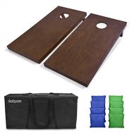 GoPong GoSports 4x2 Regulation Size Wooden Cornhole Boards Set with Dark Brown Varnish Includes Carrying Case and Bean Bags (Choose Your Colors) Over 100 Color Combinations