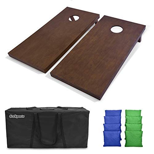  GoPong GoSports 4x2 Regulation Size Wooden Cornhole Boards Set with Dark Brown Varnish Includes Carrying Case and Bean Bags (Choose Your Colors) Over 100 Color Combinations