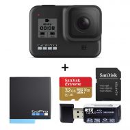 GoPro Hero8 Black Action Camera with Accessory Bundle - Sandisk 32gb U3 Video Memory Card, GoPro Hero 8 Spare Battery and Ritz Gear Card Reader