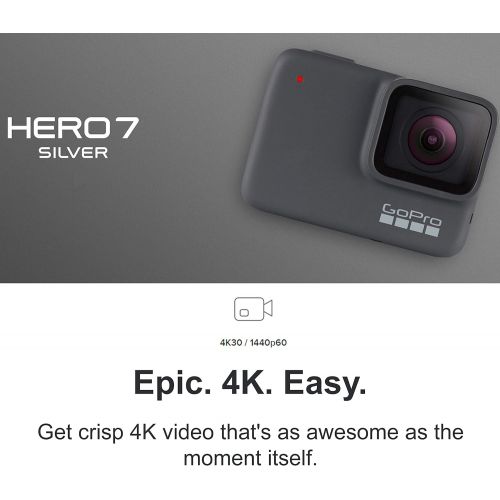 고프로 GoPro HERO7 Silver - E-Commerce Packaging - Waterproof Digital Action Camera with Touch Screen 4K HD Video 10MP Photos Live Streaming Stabilization