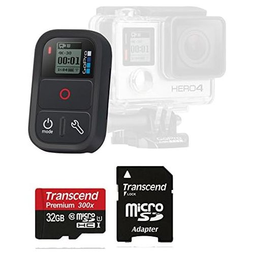 고프로 Original GoPro Smart Remote WiFi Waterproof for Hero4 Hero3+ Black Silver (Camera Not Included) with 32GB MicroSDHC SD Card