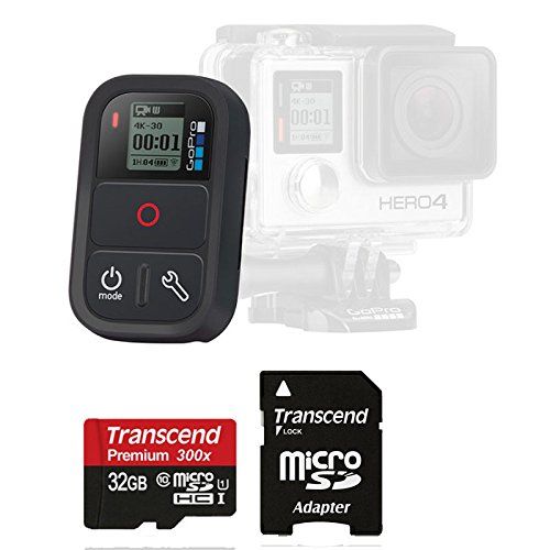 고프로 Original GoPro Smart Remote WiFi Waterproof for Hero4 Hero3+ Black Silver (Camera Not Included) with 32GB MicroSDHC SD Card