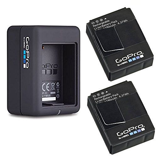 고프로 GoPro 2 Genuine Original Rechargeable Battery Pack and GoPro Dual Battery Charger for GoPro HD HERO3+, HERO3 AHDBT-302 AHBBP-301