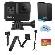 GoPro HERO8 Black, Waterproof Action Camera with Touch Screen 4K UHD Video 12MP Photos, Selfie Stick Bundle with GoPro 3-Way 3-in-1 Mount, Battery, 32GB microSD Card, Microfiber Cl