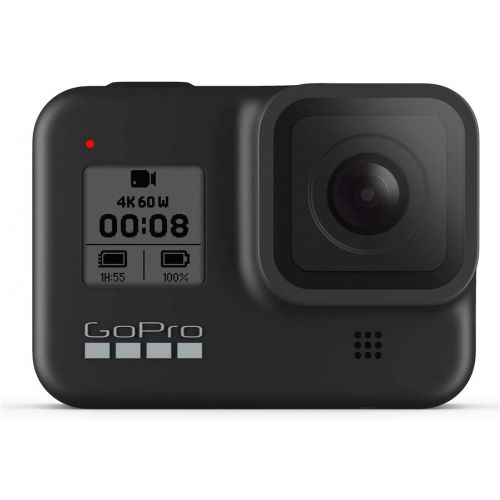 고프로 GoPro HERO8 Black, Waterproof Action Camera with Touch Screen 4K UHD Video 12MP Photos, Selfie Stick Bundle with GoPro 3-Way 3-in-1 Mount, Battery, 32GB microSD Card, Microfiber Cl