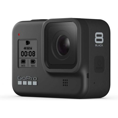 고프로 GoPro HERO8 Black, Waterproof Action Camera with Touch Screen 4K UHD Video 12MP Photos (CHDHX-801), Bundle with 2 Extra Batteries, 32GB microSD Card, Microfiber Cloth