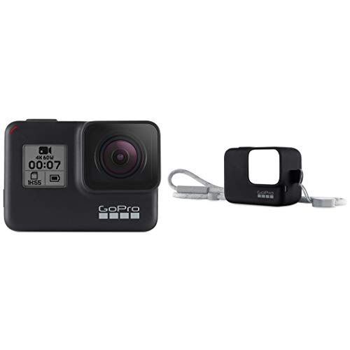 고프로 GoPro HERO7 Black + Blue Lanyard Sleeve - Waterproof Digital Action Camera with Touch Screen 4K HD Video 12MP Photos Live Streaming Stabilization