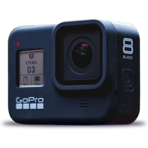 고프로 GoPro HERO8 Black Digital Action Camera - Waterproof, Touch Screen, 4K UHD Video, 12MP Photos Live Streaming, Stabilization - with Cleaning Set + Case + 64GB Memory Card and More.