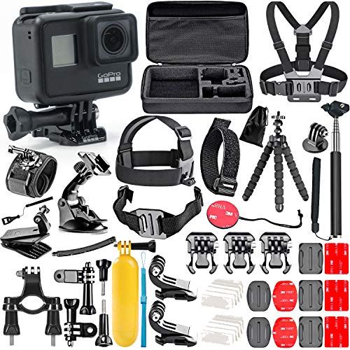 고프로 GoPro Hero 7 Black with 50 Piece Action Accessory Kit - Straps - Harnesses - Mounts - Adapters All-in-One Bundle