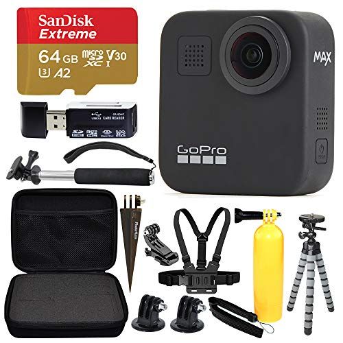 고프로 GoPro MAX 360 Sports Action Camera + SanDisk Extreme 64GB microSDXC + Top Value Bundle!