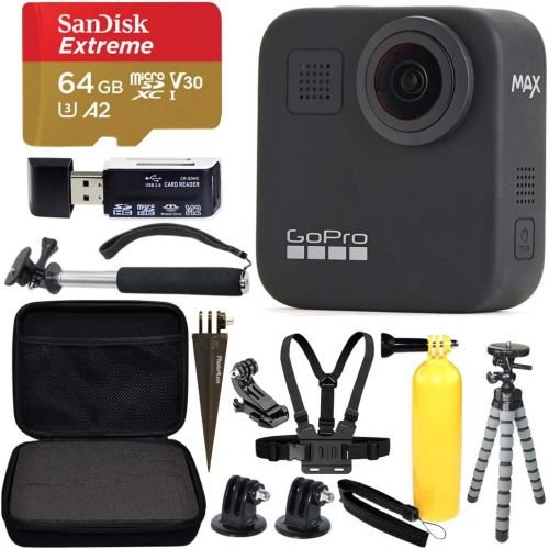 고프로 GoPro MAX 360 Sports Action Camera + SanDisk Extreme 64GB microSDXC + Top Value Bundle!