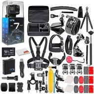 GoPro HERO7 Black - Waterproof Action Camera with Touch Screen, 4K HD Video, 12MP Photos, Live Streaming and Stabilization - with 64GB Micro Sd Card and 50 Piece Accessory Kit - Fu