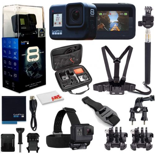 고프로 GoPro HERO8 Black Digital Action Camera - Waterproof, Touch Screen, 4K UHD Video, 12MP Photos, Live Streaming, Stabilization - with Mega Accessory Kit - All You Need Bundle